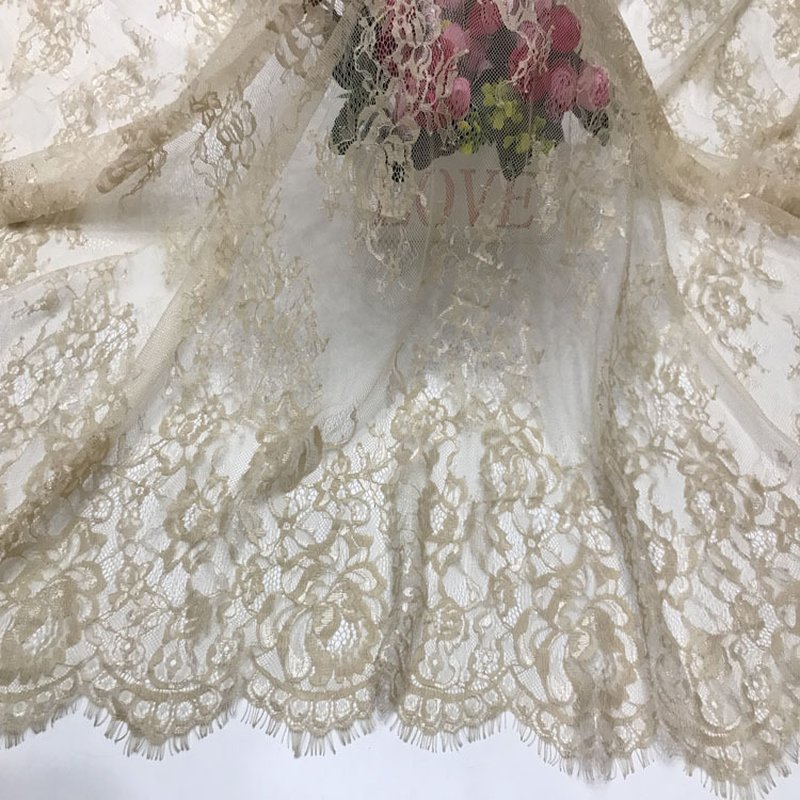 Lace Trim Eyelash Double Edge Lace Fabric for Women's Wear Wholesale S 2